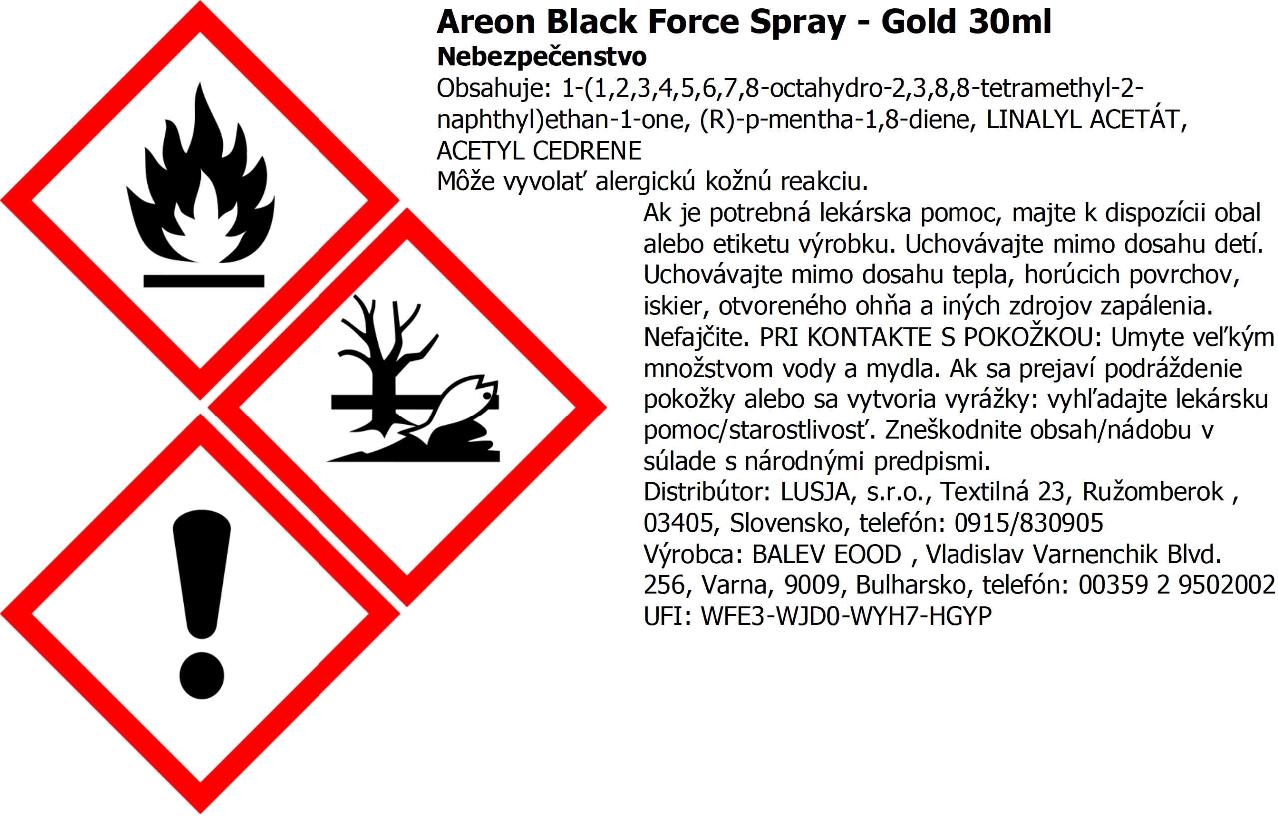 Areon Sprej 30 ml - GOLD LUX – Obrázok 3