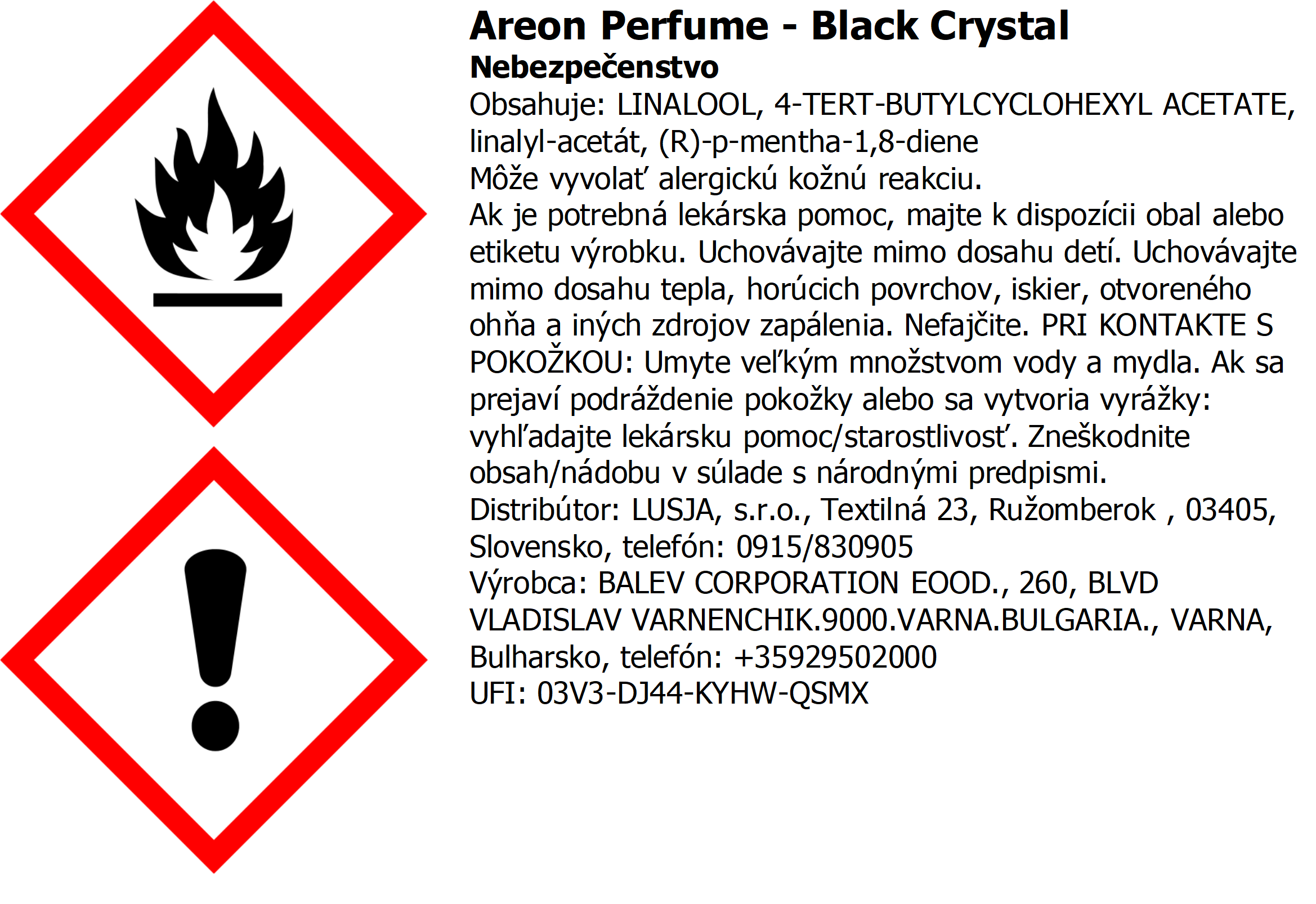 Autoparfém Areon Car Perfume – vôňa Black Crystal, 35 ml – Obrázok 3