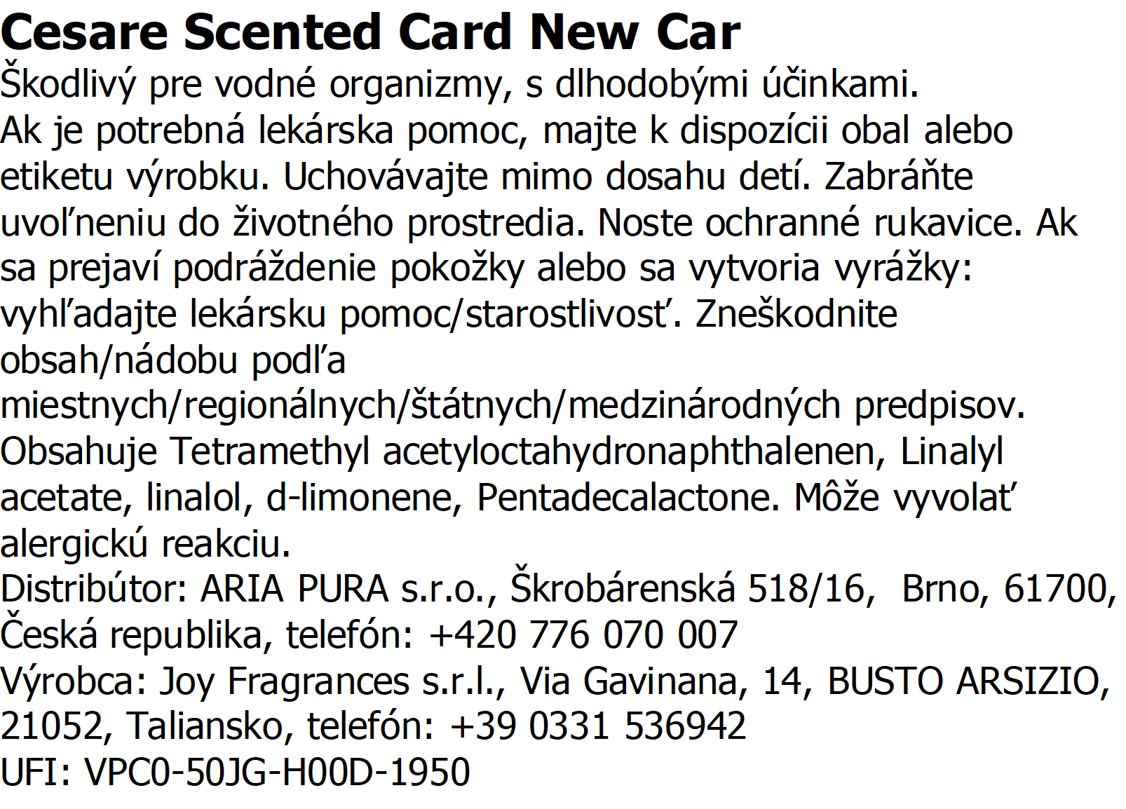 Mr & Mrs CESARE Scented Cards - New Car – Obrázok 2
