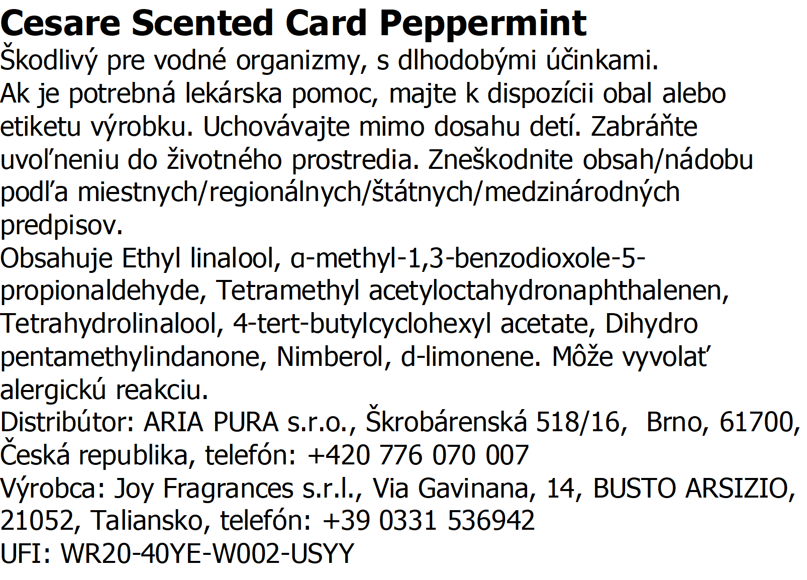 Mr & Mrs CESARE Scented Cards - Pepermint – Obrázok 2