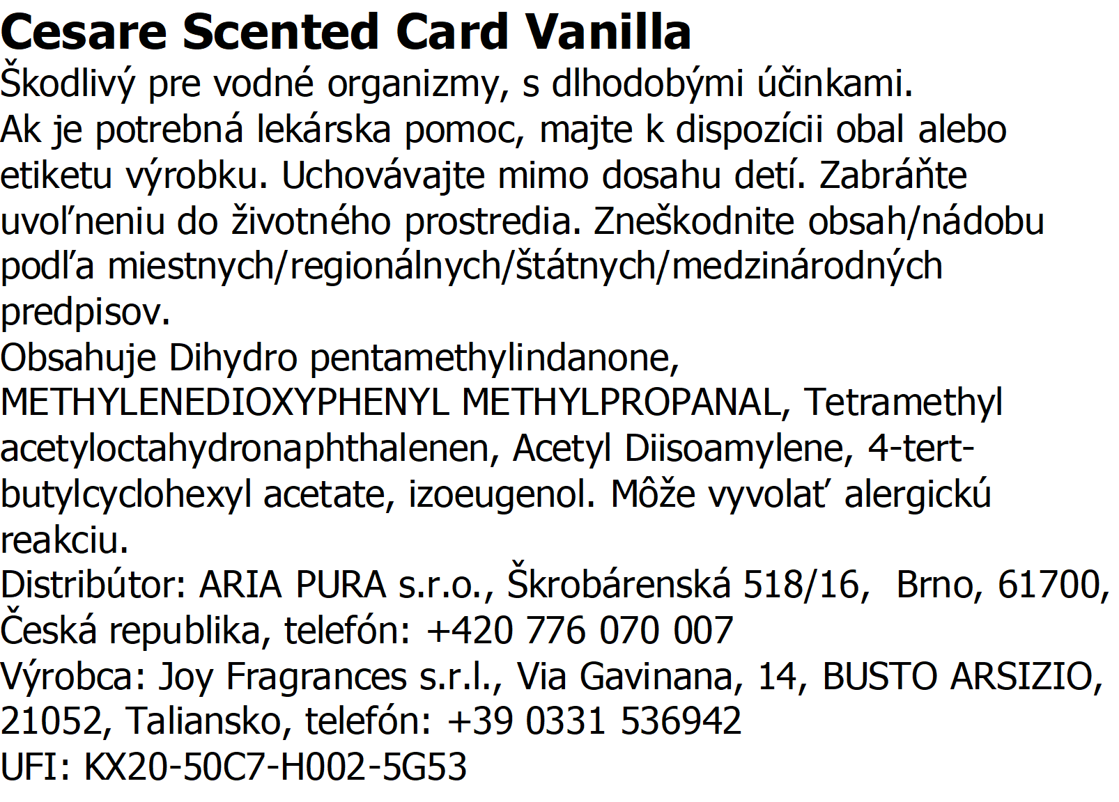 Mr & Mrs CESARE Scented Cards - Vanilla – Obrázok 2