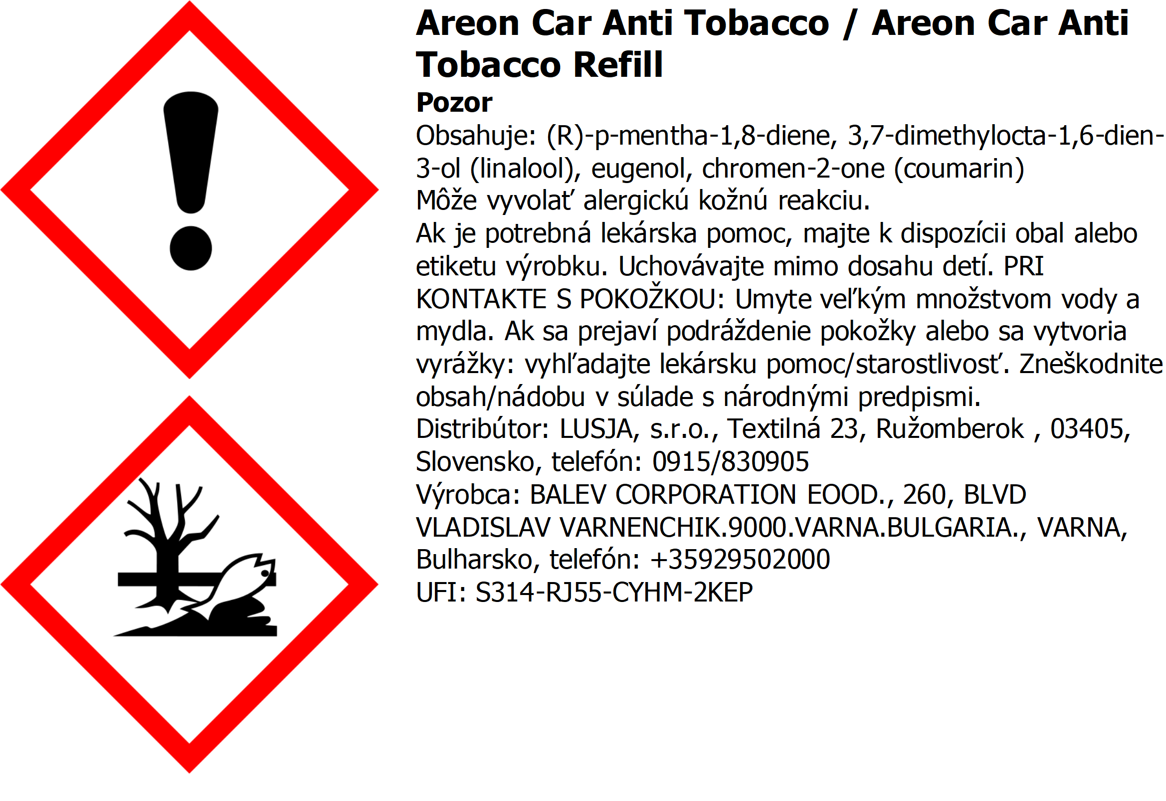 Náplň do osviežovača vzduchu Areon Car - vôňa Anti Tobacco, 8 ml – Obrázok 2