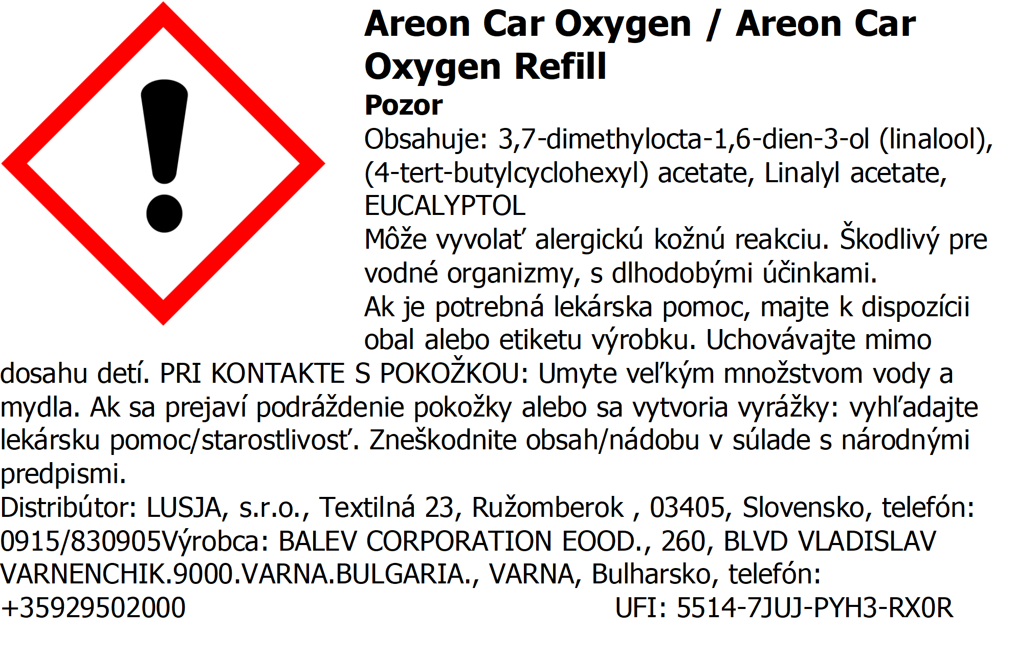 Náplň do osviežovača vzduchu Areon Car - vôňa Oxygen, 8 ml – Obrázok 2