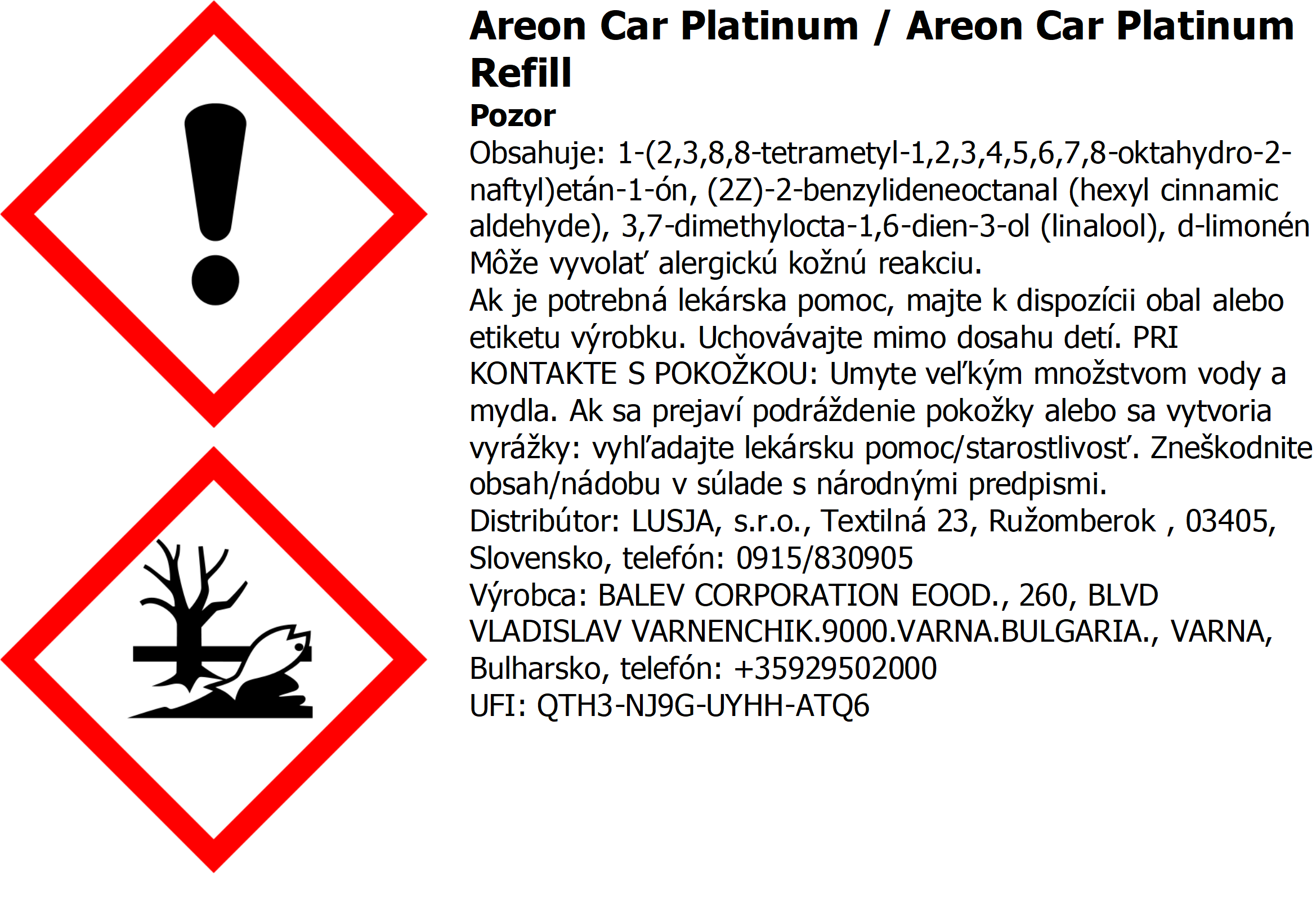 Náplň do osviežovača vzduchu Areon Car – voňa Platinum, 8ml LUX – Obrázok 2