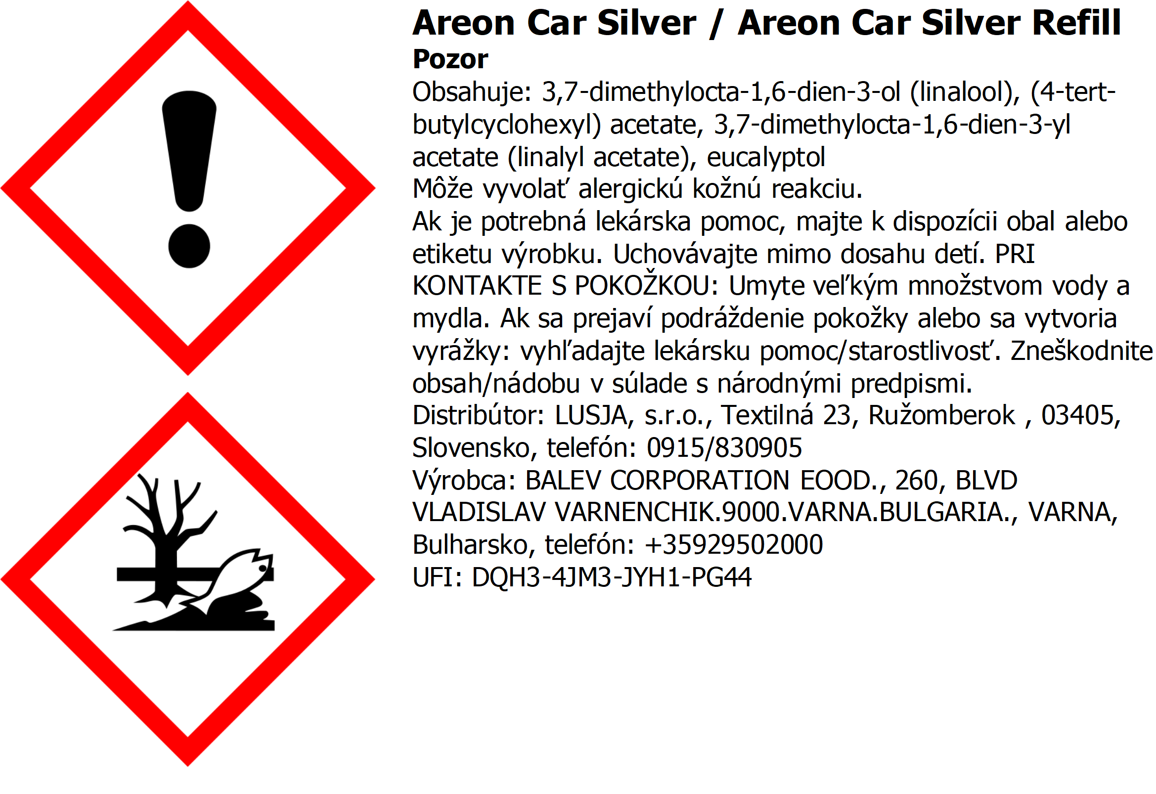 Náplň do osviežovača vzduchu Areon Car – voňa Silver, 8ml LUX – Obrázok 2