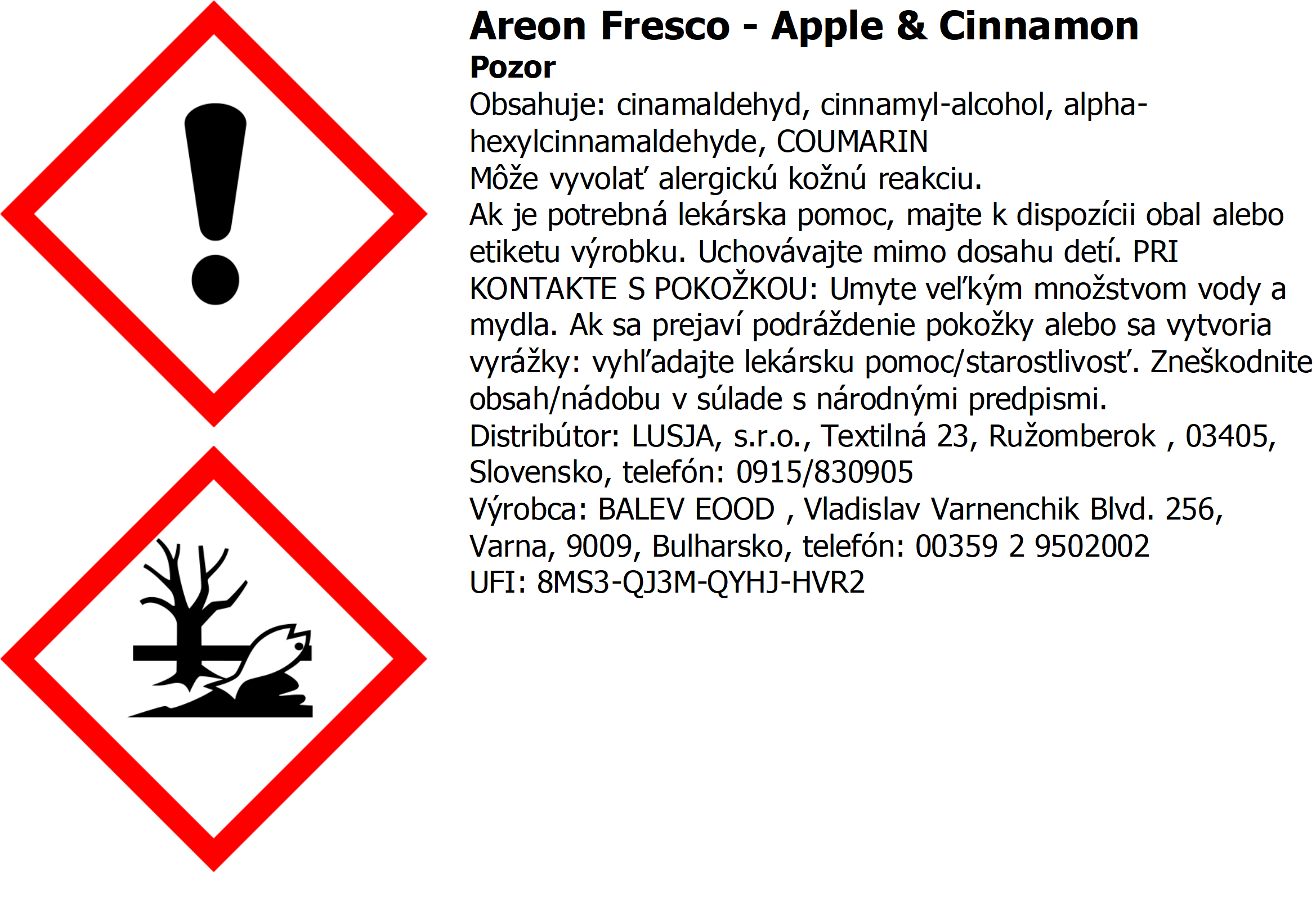 Osviežovač vzduchu Areon Fresco – vôňa Apple & Cinnamon, 4ml – Obrázok 2