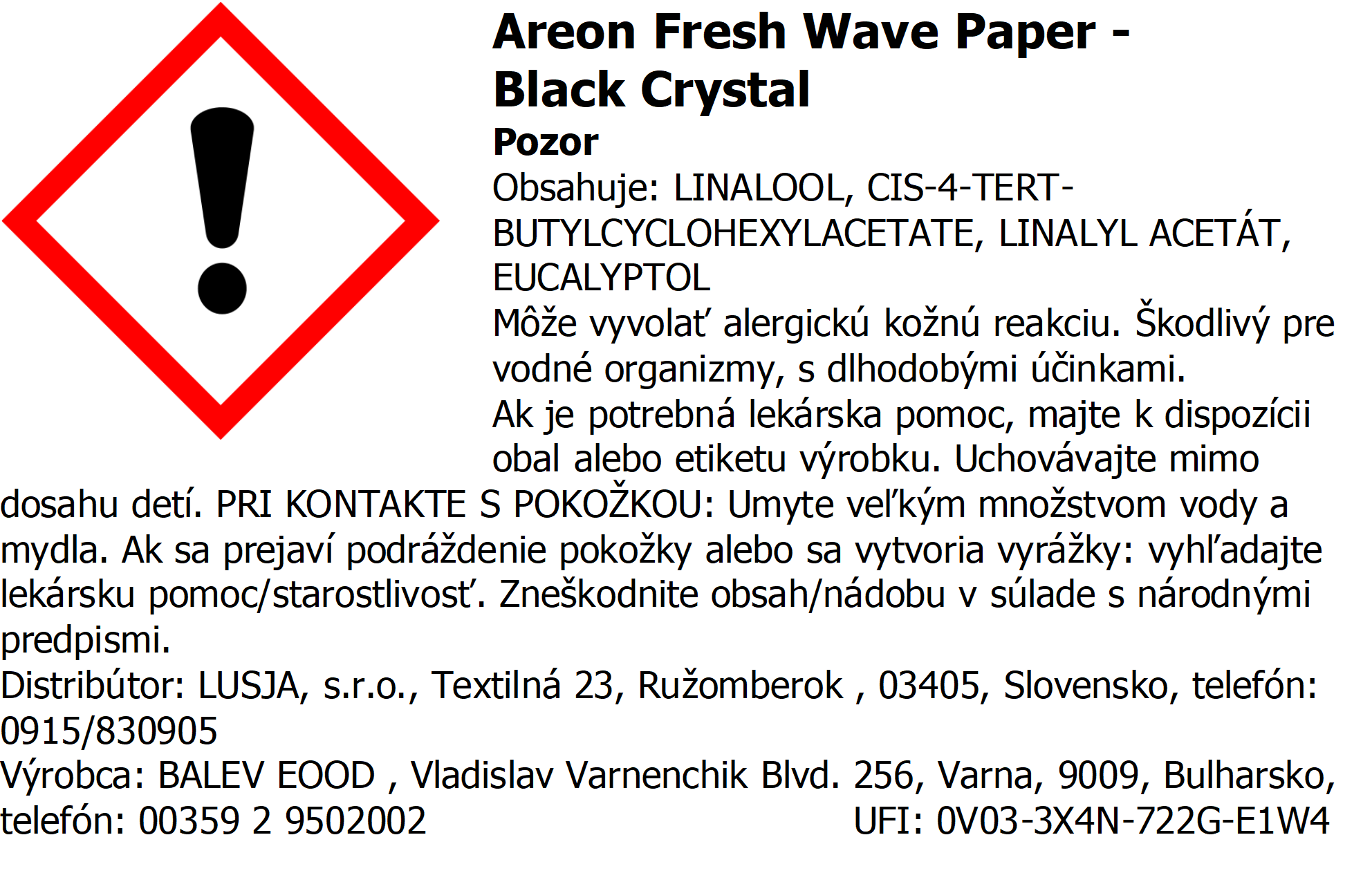 Osviežovač vzduchu Areon Fresh Wave Paper - vôňa Black Crystal – Obrázok 2