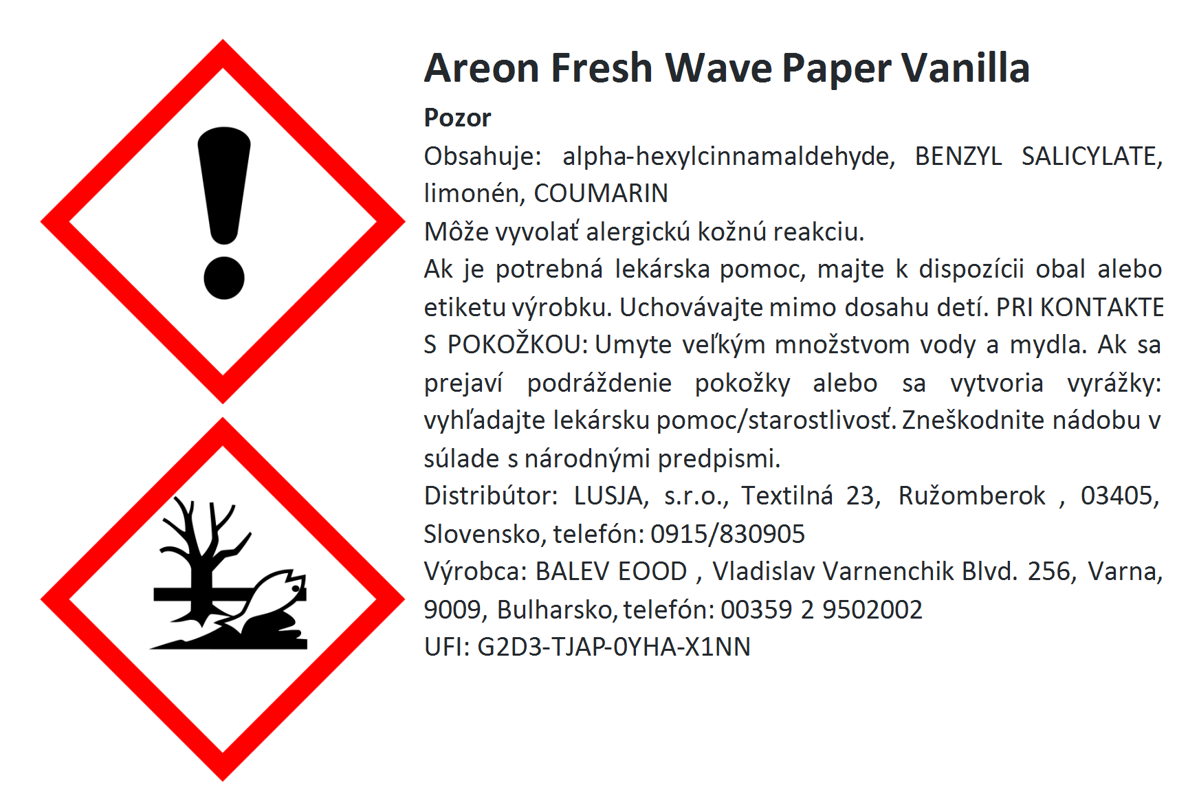 Osviežovač vzduchu Areon Fresh Wave Paper - vôňa Vanilla – Obrázok 2
