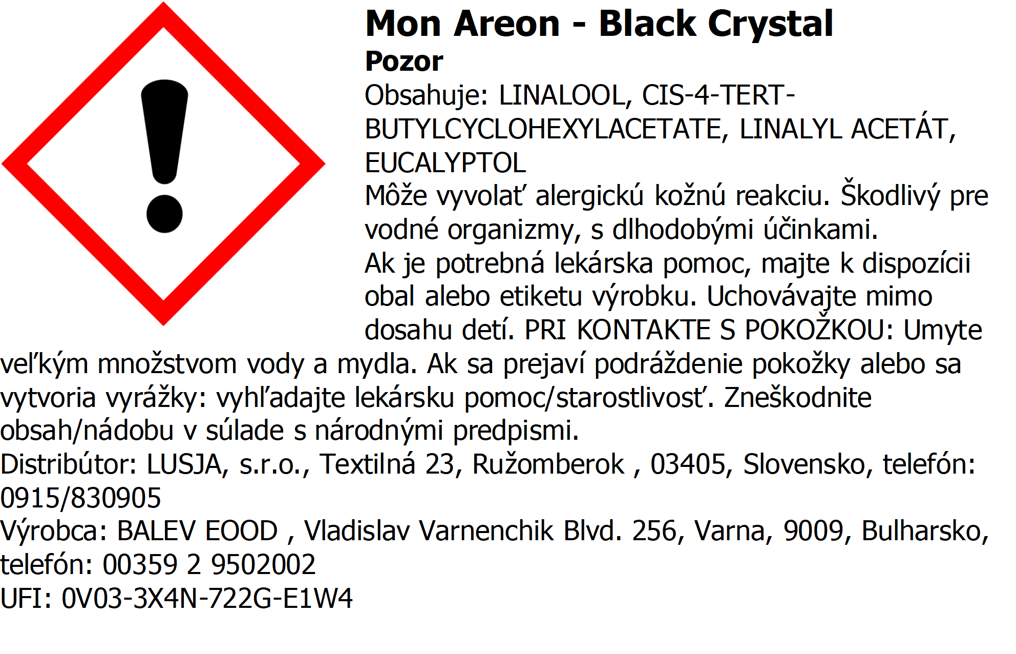 Osviežovač vzduchu Areon Mon Areon – vôňa Black Crystal – Obrázok 3