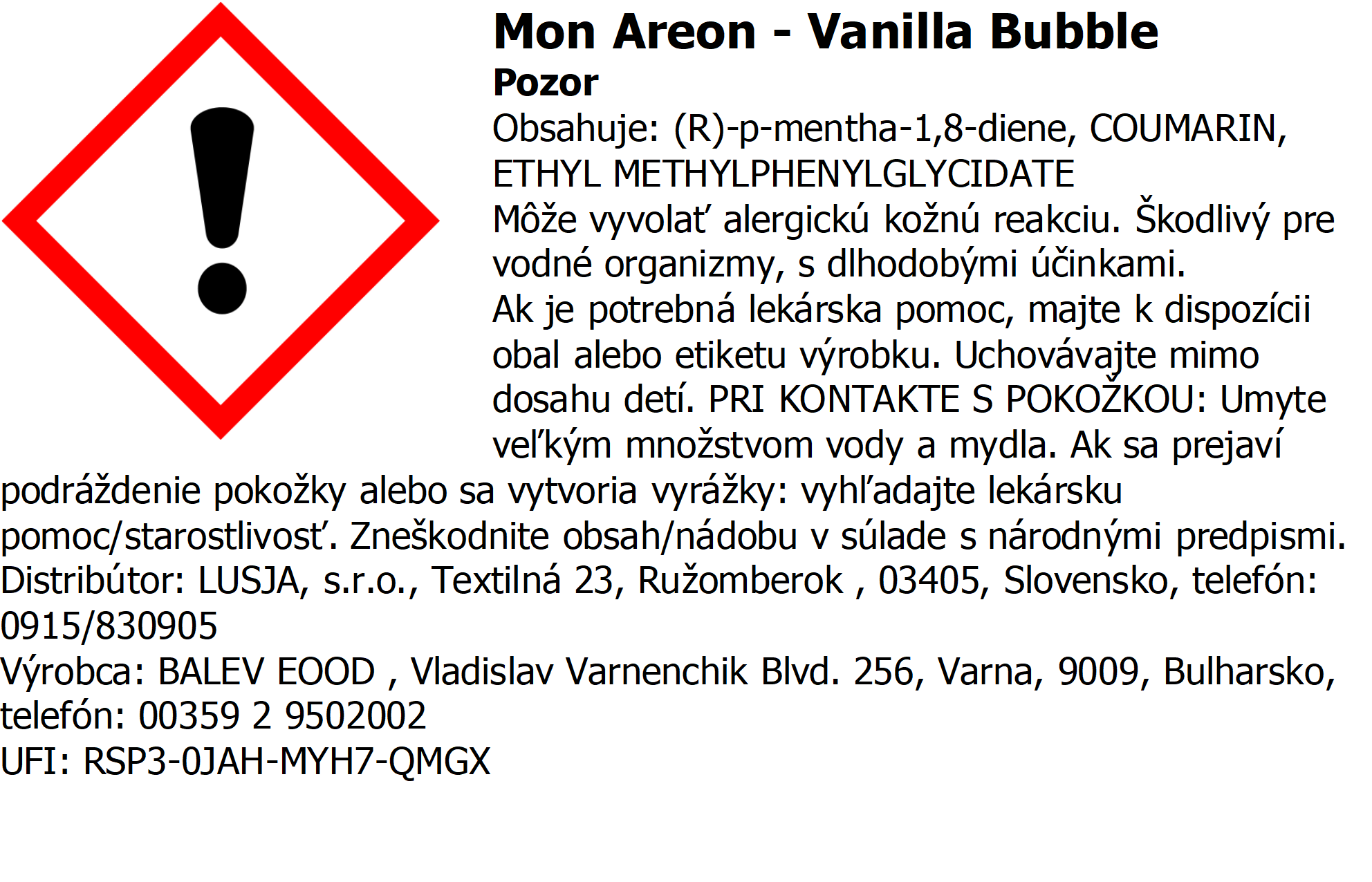 Osviežovač vzduchu Areon Mon Areon – vôňa Vanilla Bubble – Obrázok 3