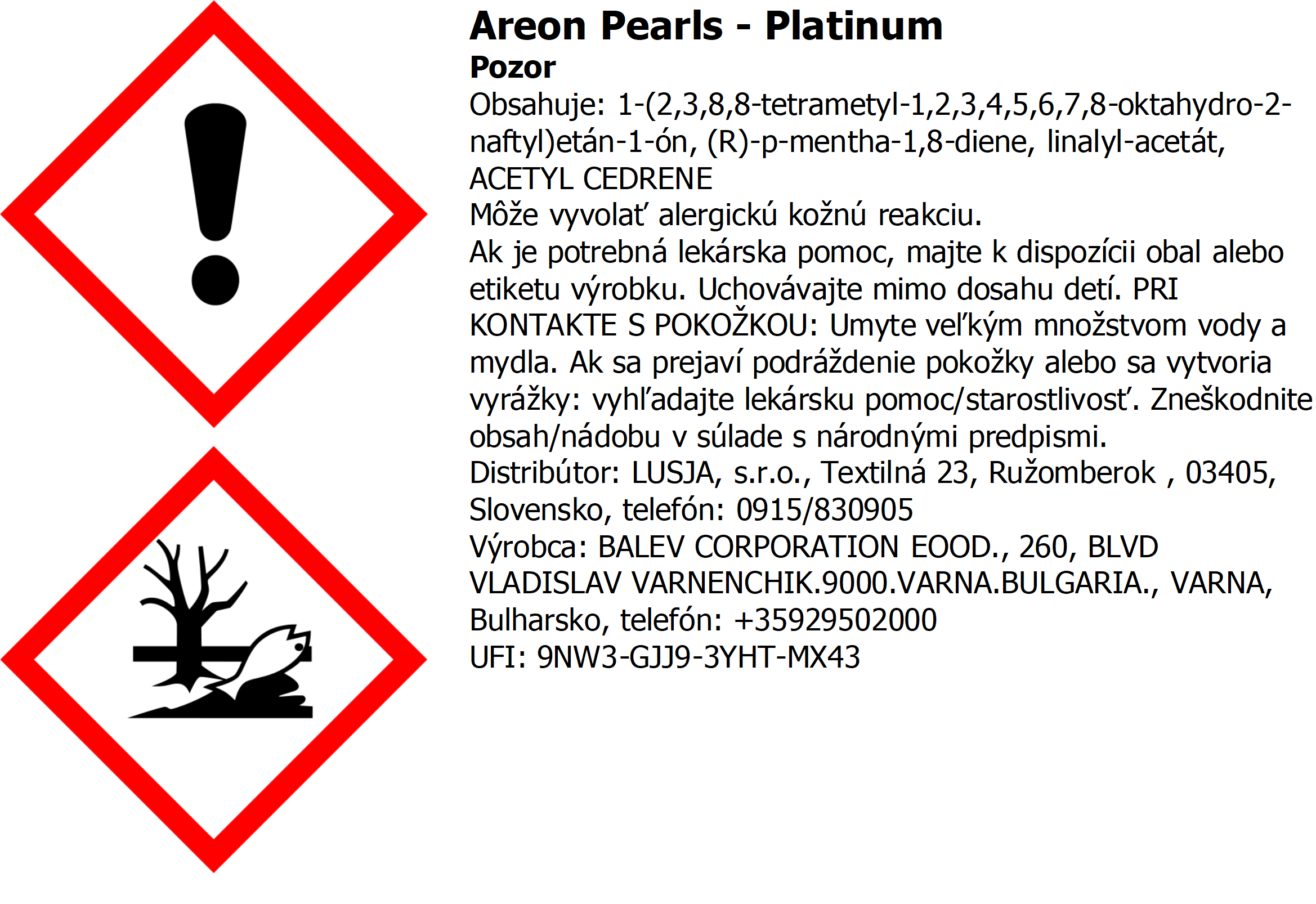 Osviežovač vzduchu Areon Pearls Lux – vôňa Platinum – Obrázok 2