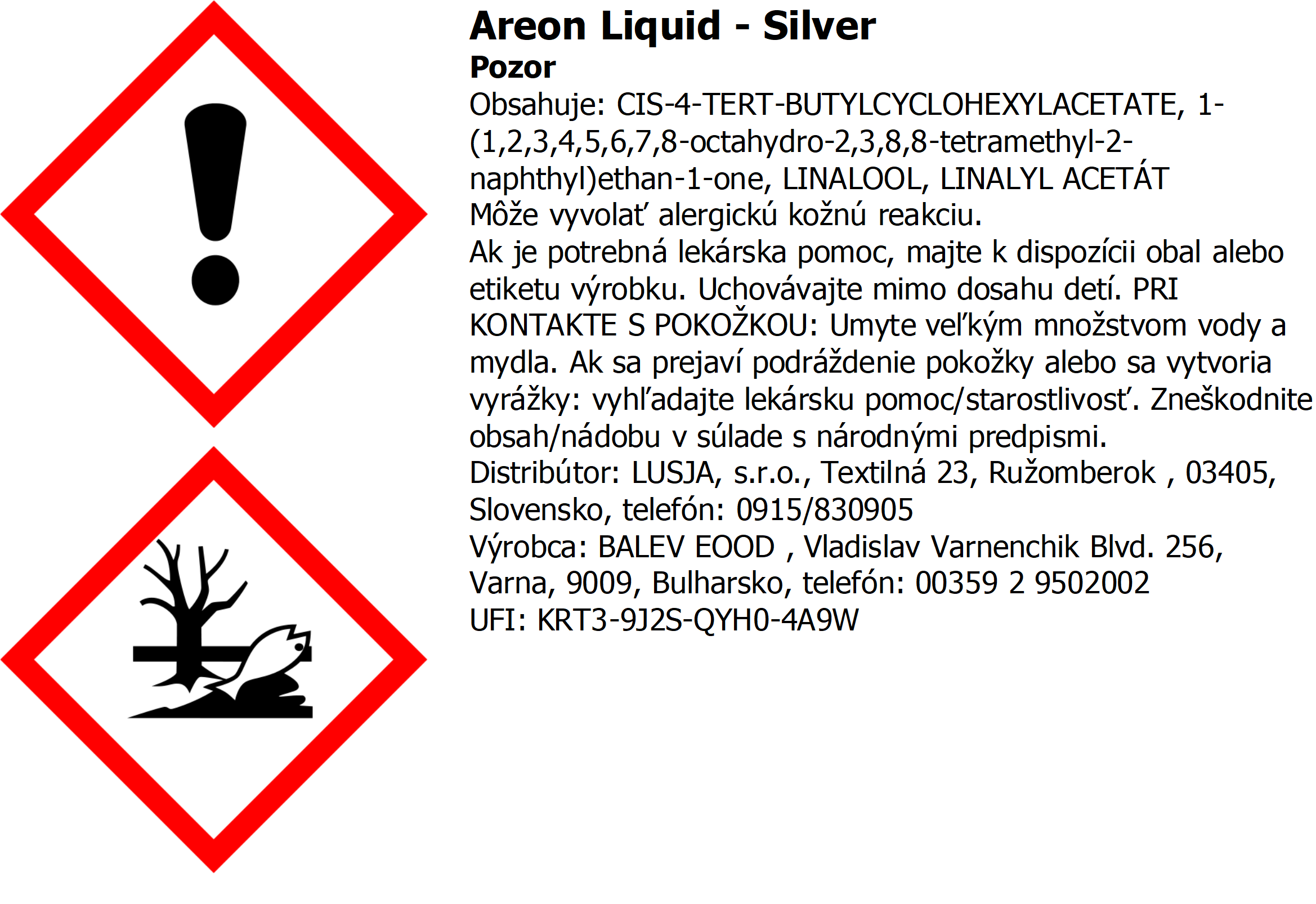 Osviežovač vzduchu Areon Sport Lux Liquid - vôňa Silver, 5ml LUX – Obrázok 2