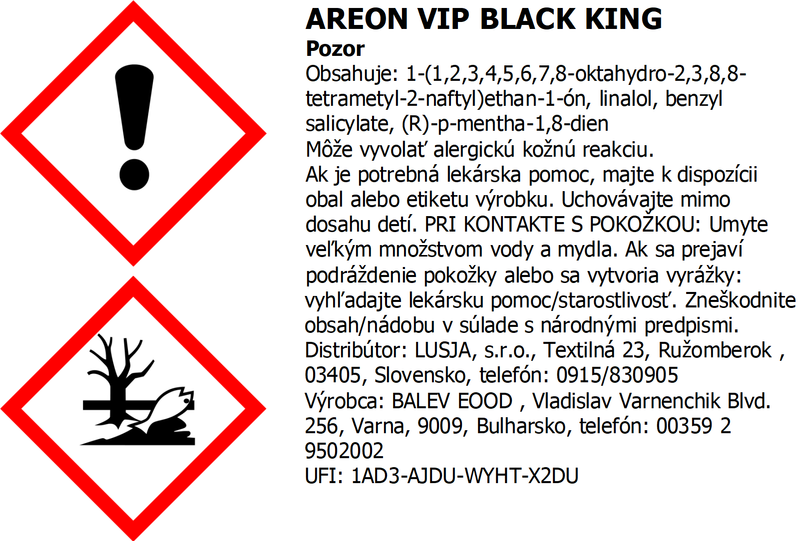 Osviežovač vzduchu Areon VIP - vôňa Black King – Obrázok 2