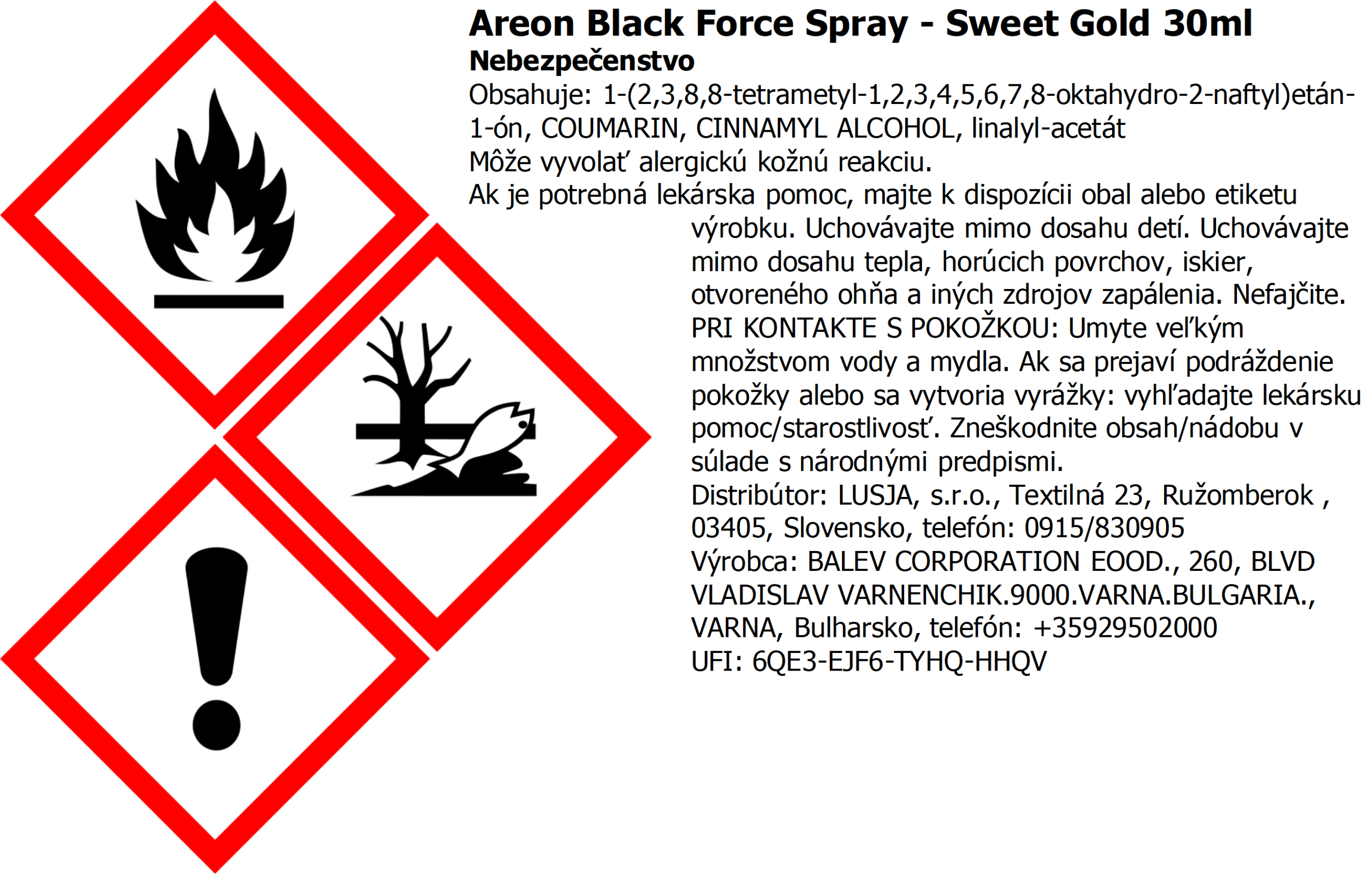 Areon Sprej 30 ml - SWEET GOLD – Obrázok 3
